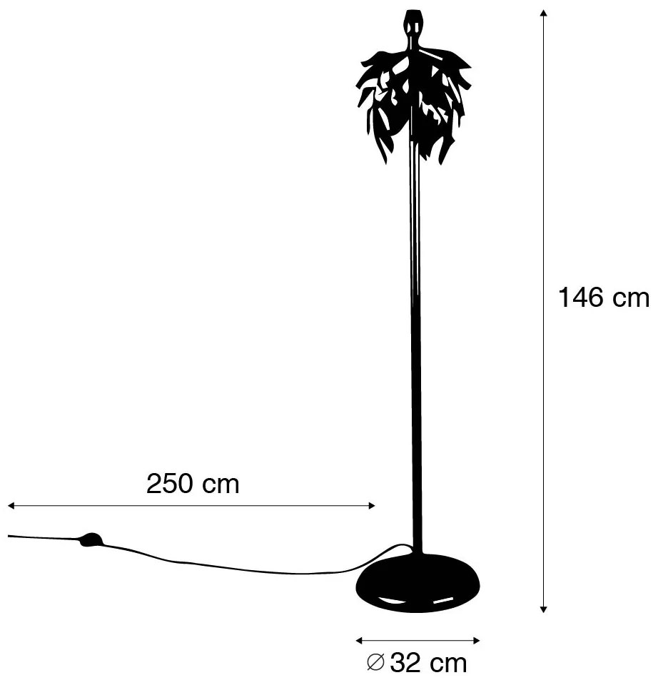 Vintage vloerlamp antiek goud 30 cm zonder kap - Linden