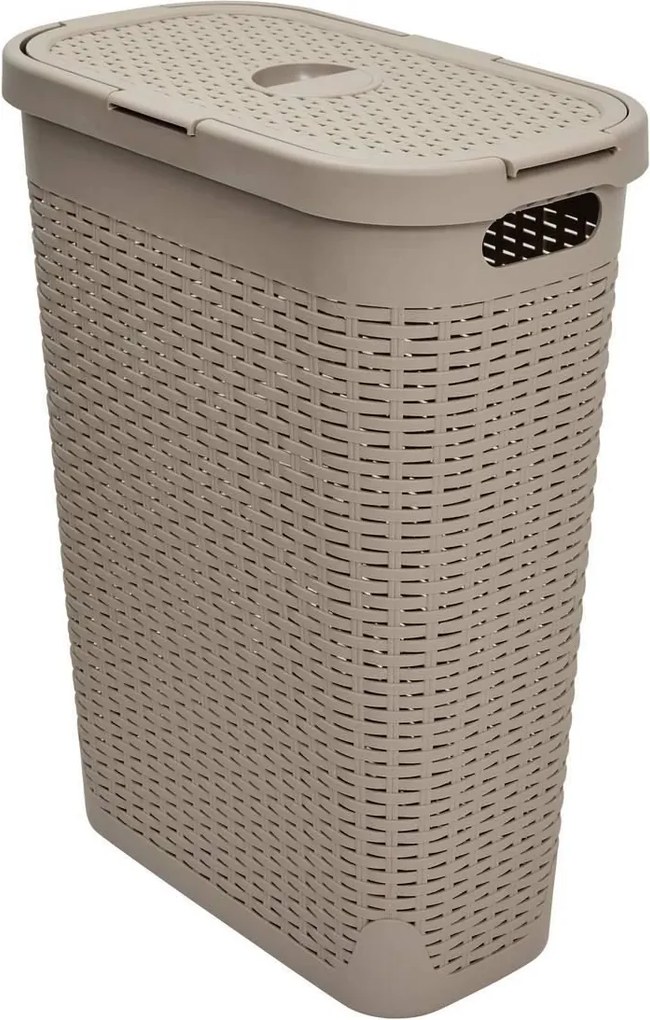 5Five Smalle Wasmand met Deksel – Beige Rotan Look – 40 L – Praktisch &amp; Stijlvol