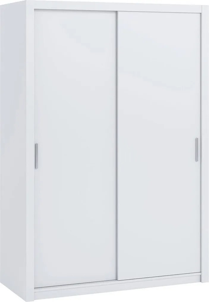 Kledingkast Catromi 105, Wit, 215x150x62cm, 124 kg, Kledingkast deuren: Schuivend, Aantal planken: 5, Aantal planken: 5