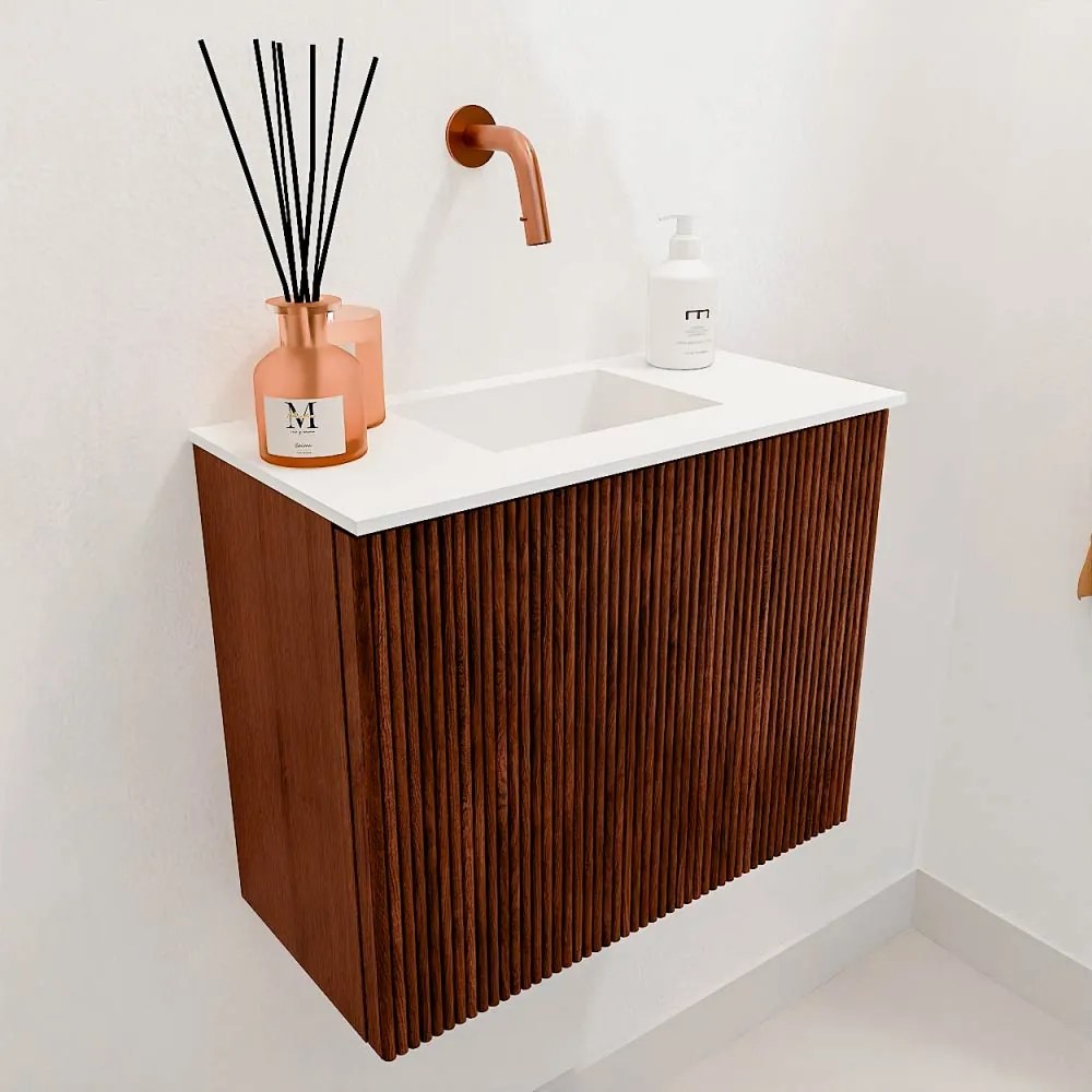 Mondiaz Joya 50cm toiletmeubel ruby met wastafel faye midden zonder kraangat talc