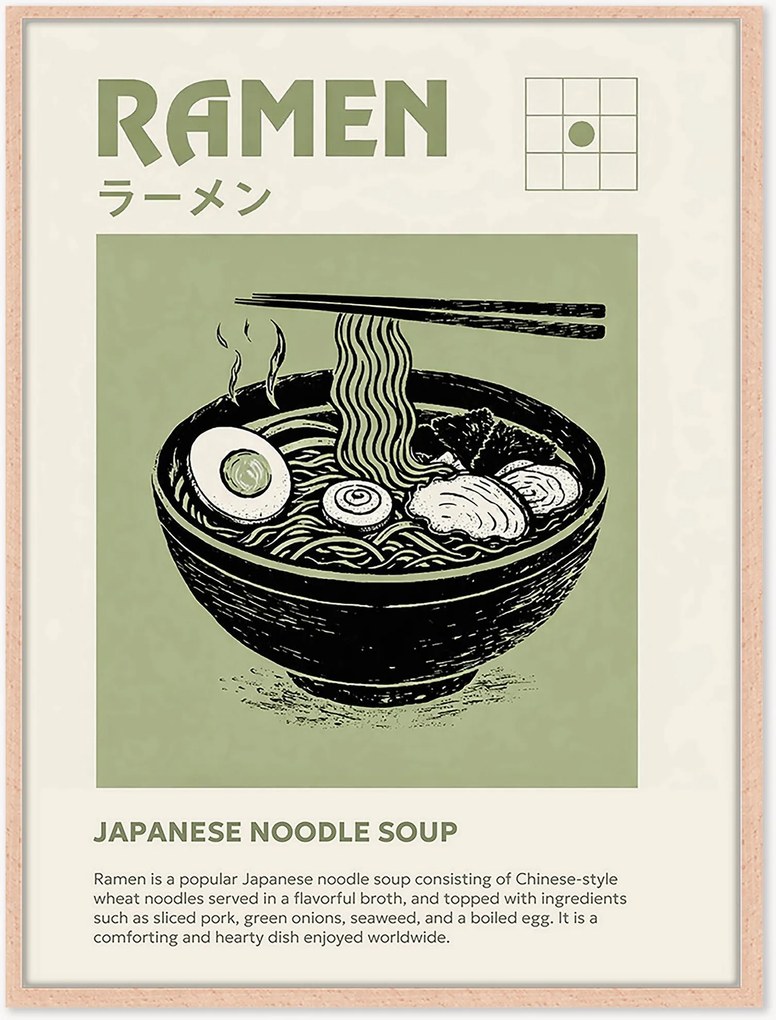 Ingelijste digitale print Ramen, handgemaakt