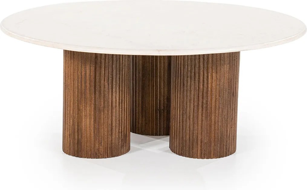 Ronde Salontafel Creme Marmer - 90 X 90cm.