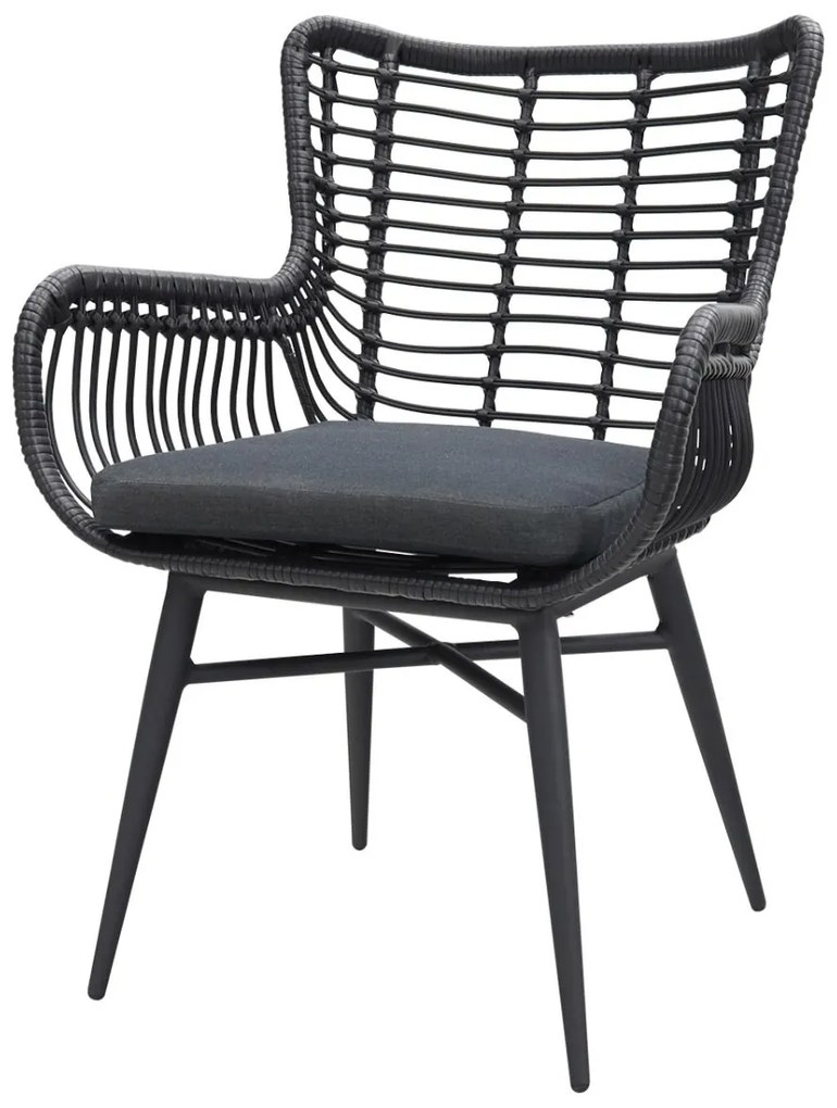 Jasmine Black/Rome 4-persoons dining tuinset 170x100 cm. - Grey teak