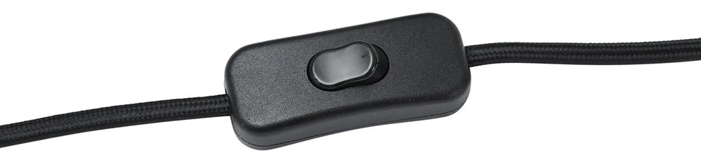 Japandi tafellamp zwart met linnen kap - Dahlia