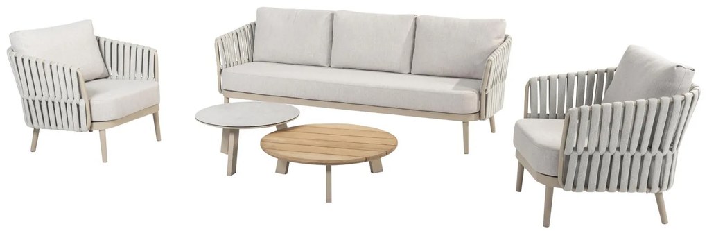 Taste by 4 Seasons Eva loungeset latte met Emma salontafels SALE Loungeset houtkleur weerbestendig