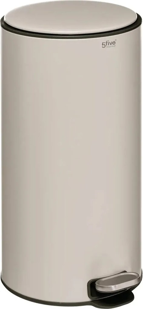 5Five Delta 30L pedaalemmer– RVS – Soft close – Uitneembare binnenbak – Beige