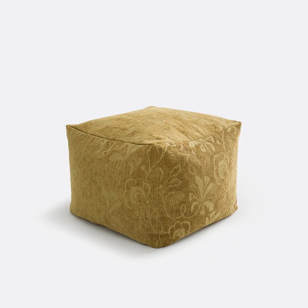 Fluwelen poef met gebloemd jacquardpatroon, Sidonie