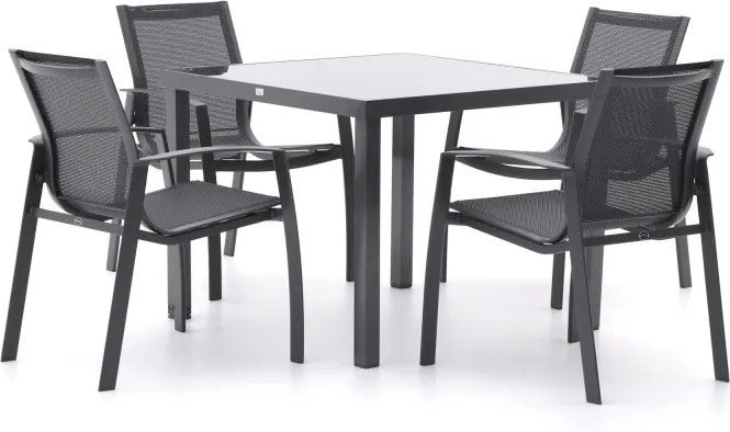 Altea/Caluso 96x96cm dining tuinset 5-delig stapelbaar - Laagste prijsgarantie!