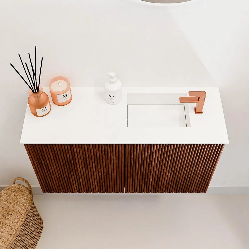 Mondiaz Joya 70cm toiletmeubel ruby met wastafel faye rechts 1 kraangat talc