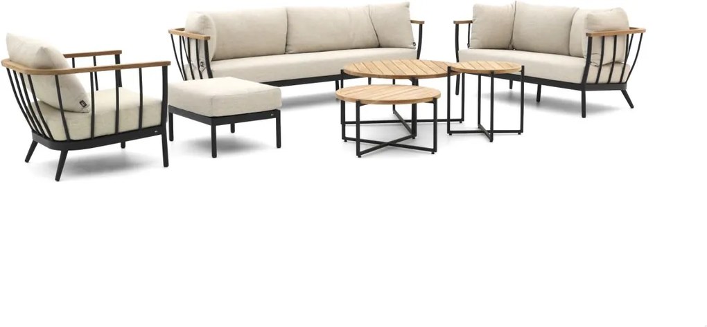 Stoel-bank loungeset Apple Bee | 6 personen | Loungeset Zwart | Aluminium | Kees Smit Tuinmeubelen