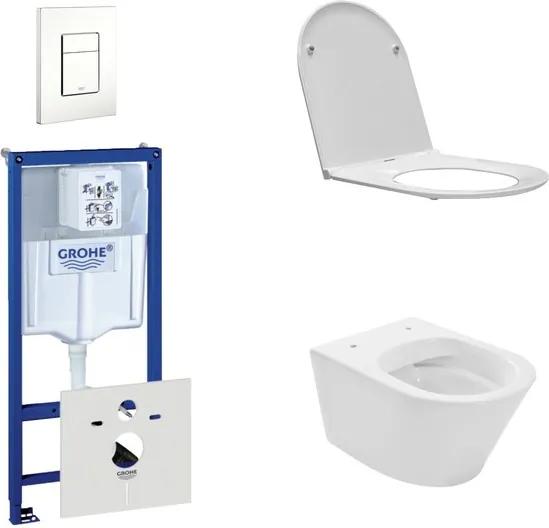Wiesbaden Vesta Rimfree toiletset bestaande uit inbouwreservoir, toiletpot met softclose en quickrelease toiletzitting en bedieningsplaat wit 0729205/SW96079/SW95748/0720003