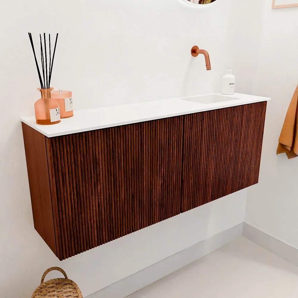 Mondiaz Joya 100cm toiletmeubel ruby met wastafel faye rechts zonder kraangat talc