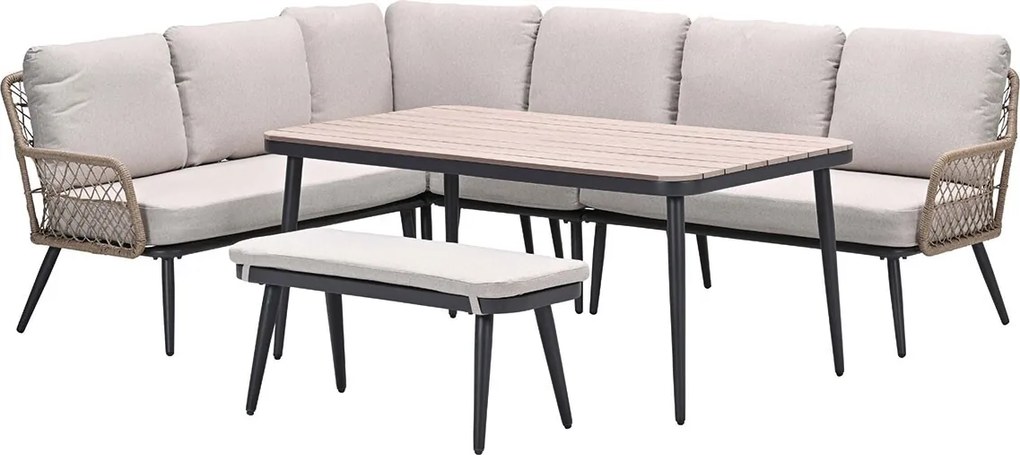 Garden Impressions Kalibo lounge dining set 6-delig R - desert sand