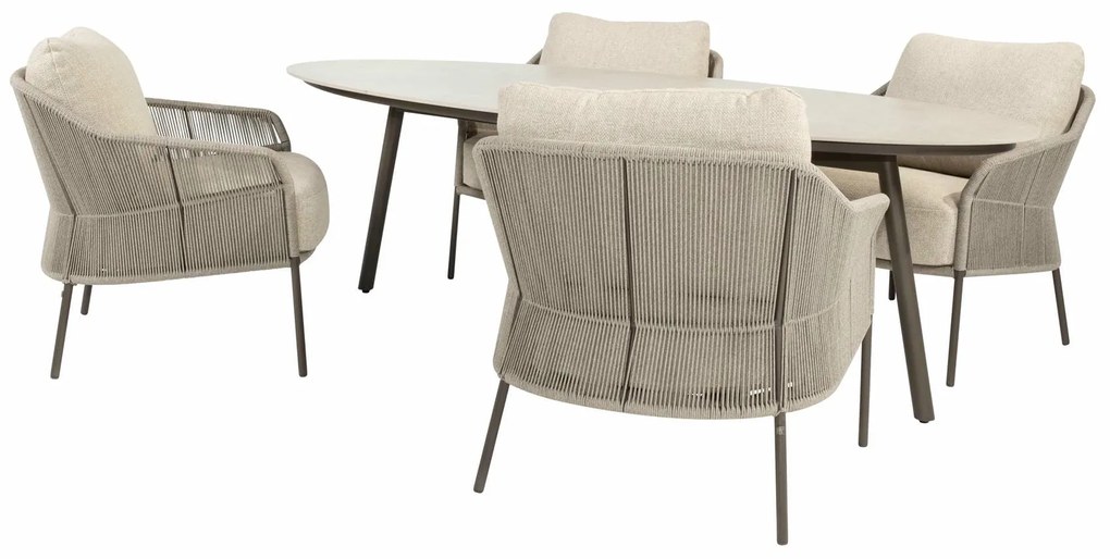 Taste by 4 Seasons Florence low dining set terre met Salute tafel 220 cm Tuinstoel bruin weerbestendig