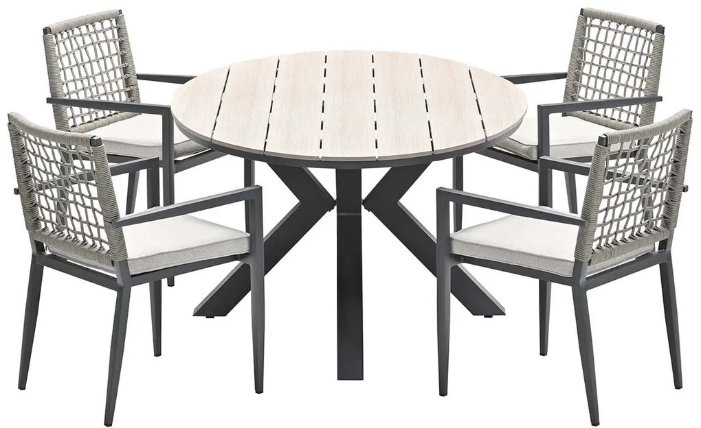 Garden Impressions Burela tuinset 5-delig - Tulli tuintafel 180x115xH75 cm