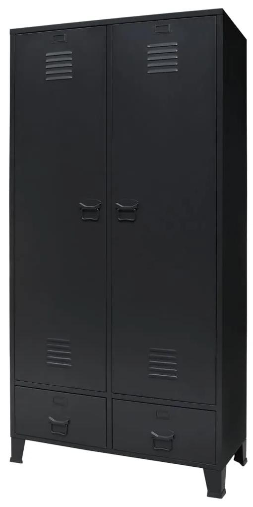 Medina Kledingkast industriële stijl 90x40x180 cm metaal zwart