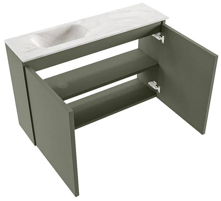 Mondiaz Ture DLux toiletmeubel 80cm army met wastafel ostra links met kraangat