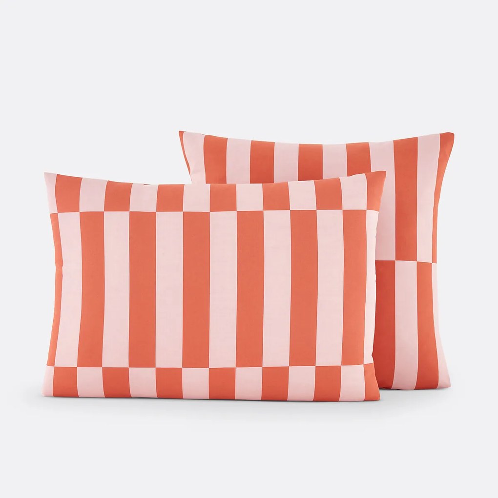 Kussensloop 50% gerecycled katoen, TABAKA ROUGE