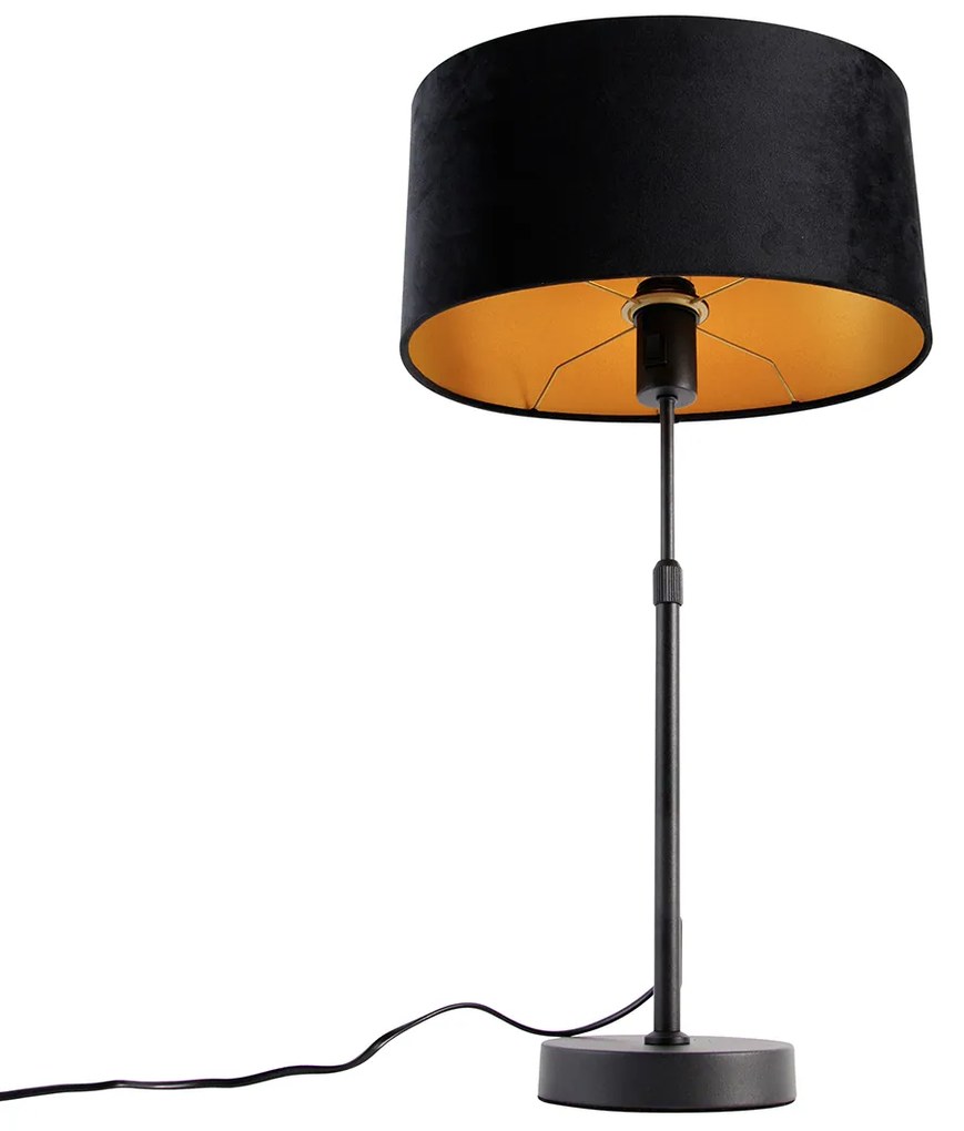 Tafellamp zwart met ovale velours kap zwart 35cm - Parte Modern, Klassiek / Antiek E27 rond Binnenverlichting Lamp
