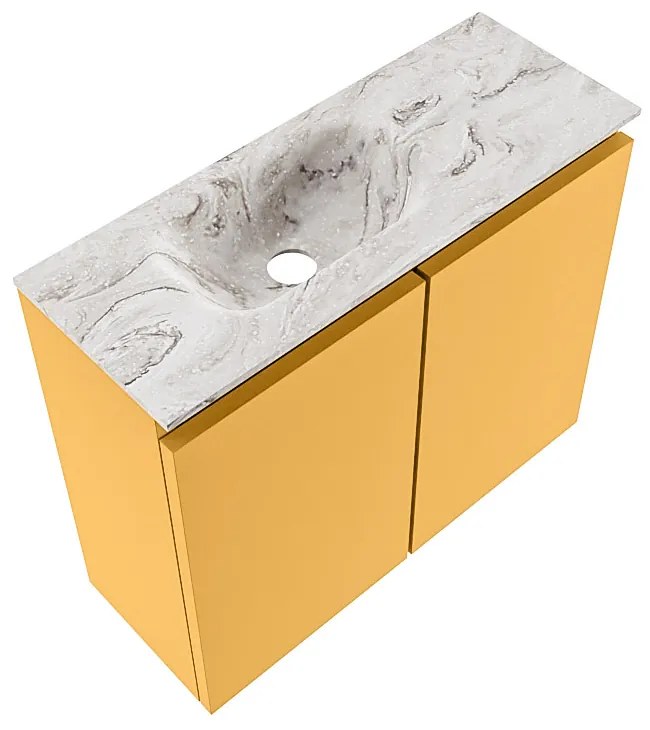 Mondiaz Ture DLux toiletmeubel 60cm ocher met wastafel glace links met kraangat