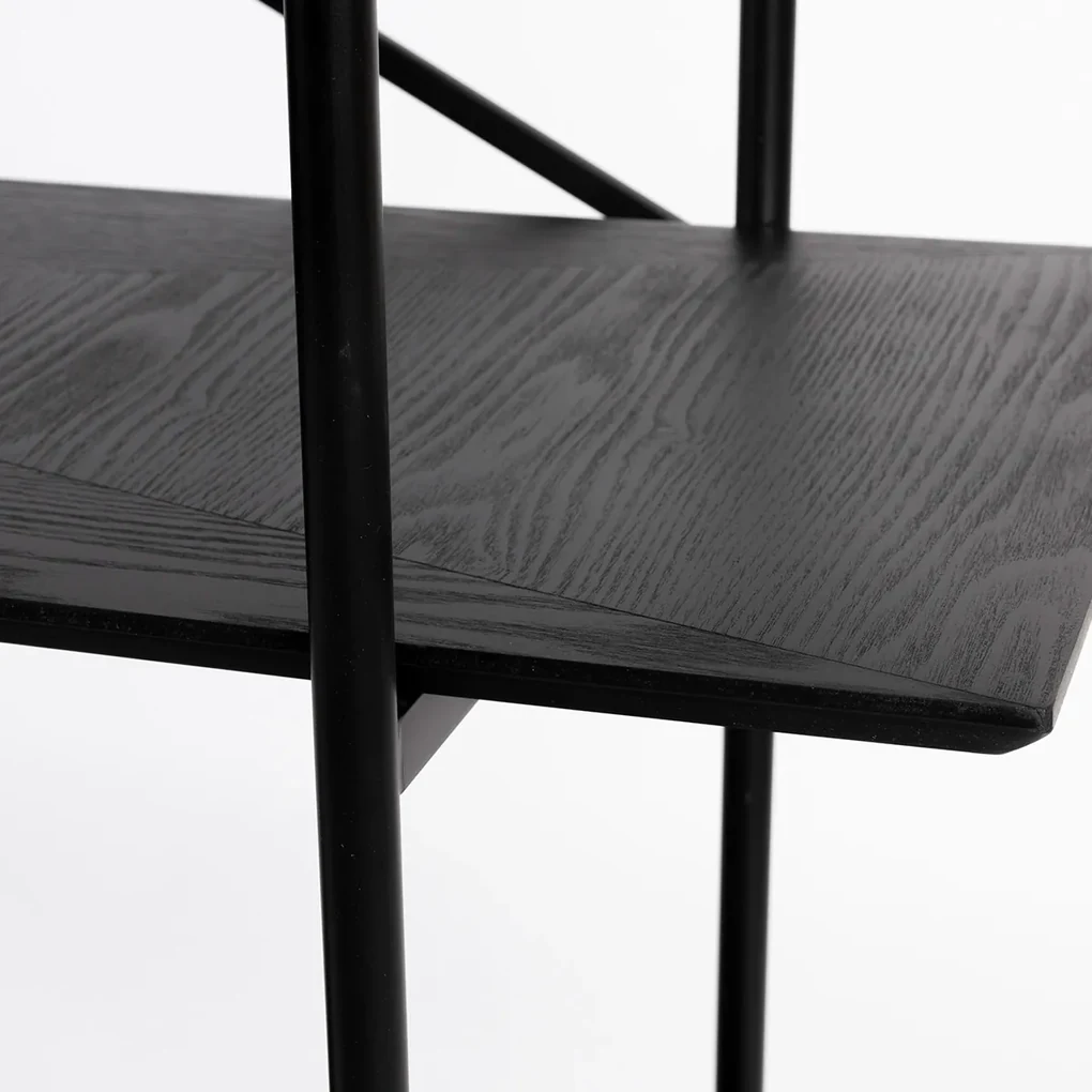Zwarte Stellingkast Hout En Metaal - 120x40x180cm.