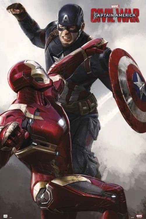 Poster Captain America: Civil War - Cap VS Iron Man, (61 x 91.5 cm)