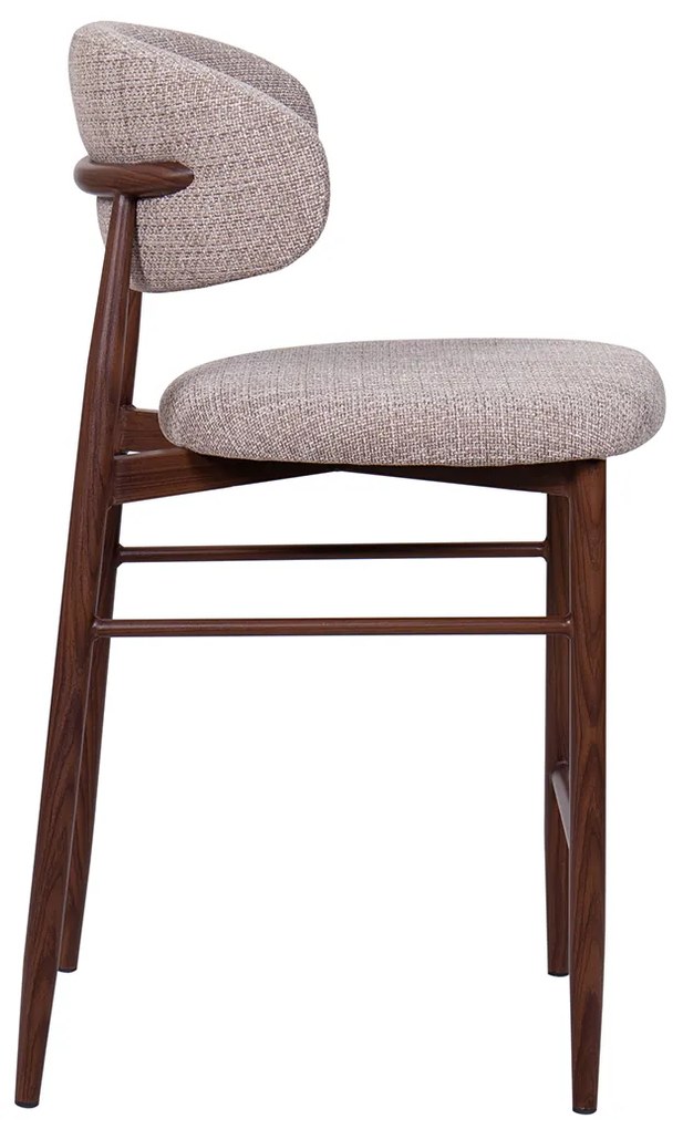 Barkruk Met Rugleuning Walnoot Beige