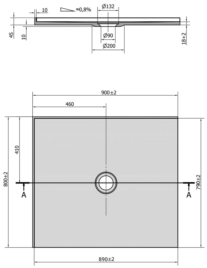 Polysan Mirai rechthoekige douchebak 2 randen links 90x80cm wit