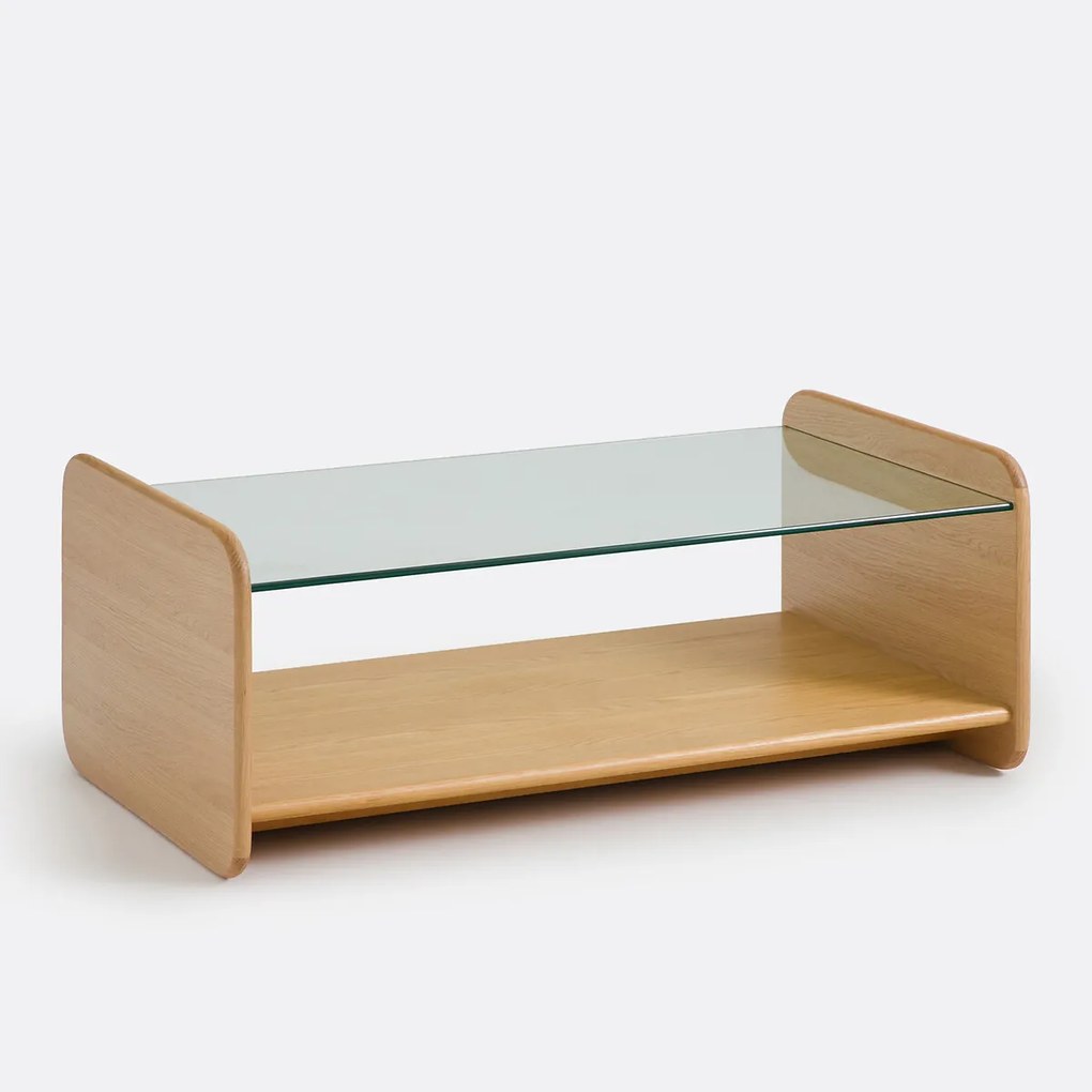 Salontafel, eikenfineer en gehard glas, ERICSON