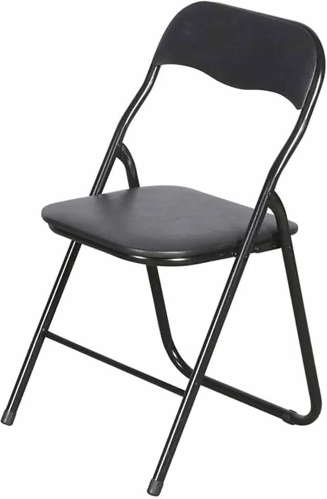 Lisomme Inklapbare stoel - Mano - Zwart - Klapstoel - opklapbaar - uitklapbaar - opbergen - metaal - modern - stoel