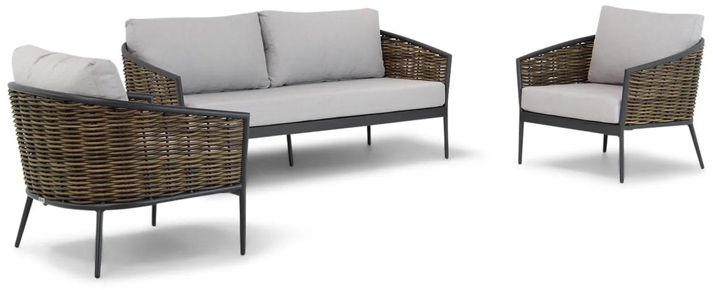 Stoel en Bank Loungeset 4 personen Wicker Grijs  Coco Coco Lanai