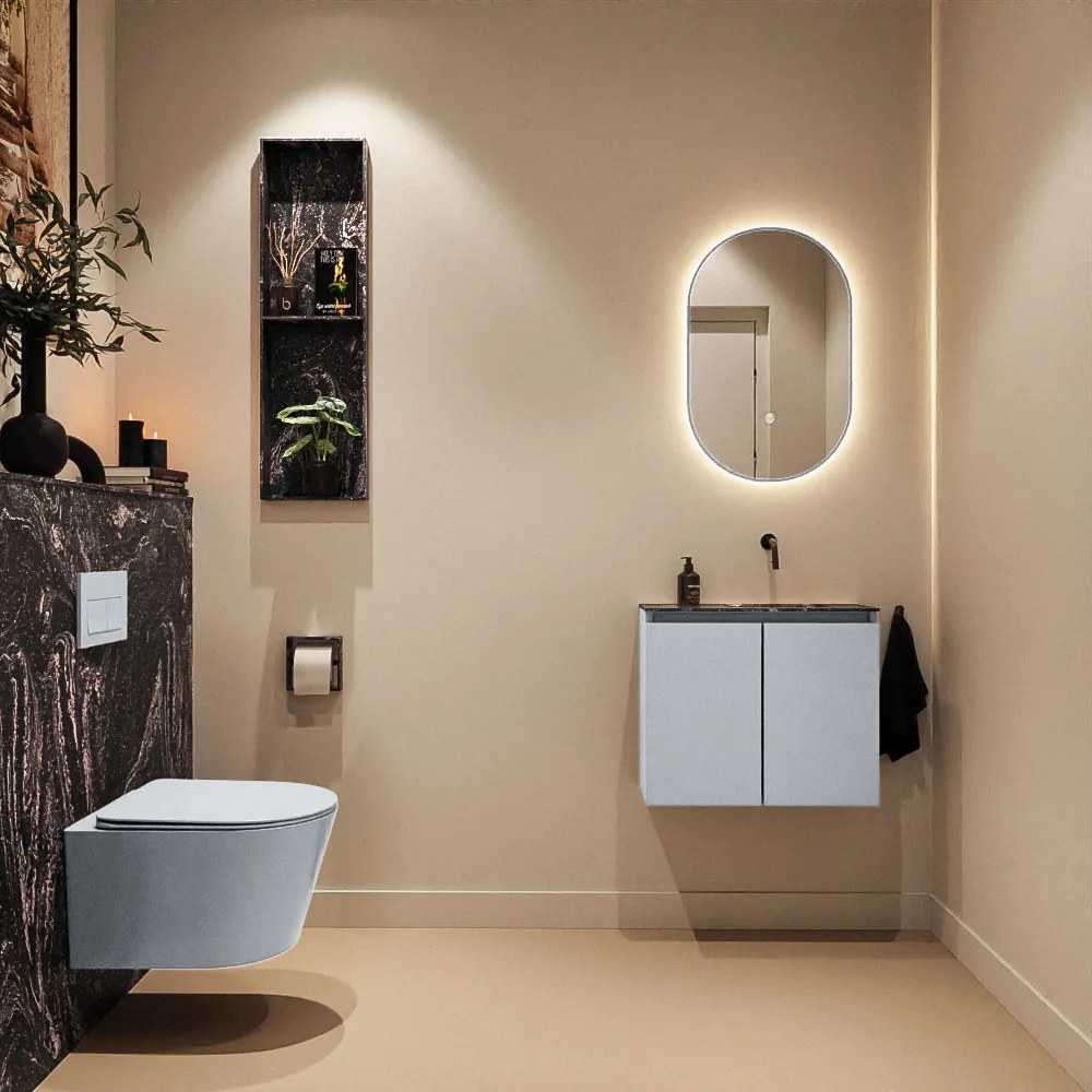 Mondiaz Ture DLux toiletmeubel 60cm clay met wastafel lava rechts zonder kraangat