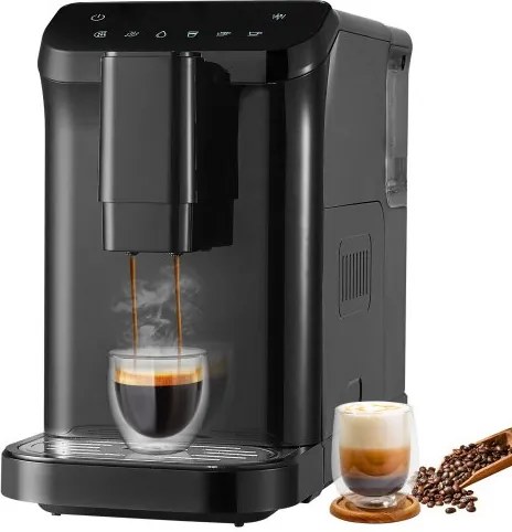 VEVOR Automatische Espressomachine, Ingebouwde Maalmachine, 15 Bar Automatische Koffiemachine met 15 Maalstanden, Professionele Espressomachine met 1,5 L Watertank en 180 g Bonenreservoir