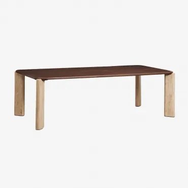 Rechthoekige Eettafel 230x110 Cm Van Mangohout En Natuursteen Andeca Donker Mangohout - Travertijn - Sklum
