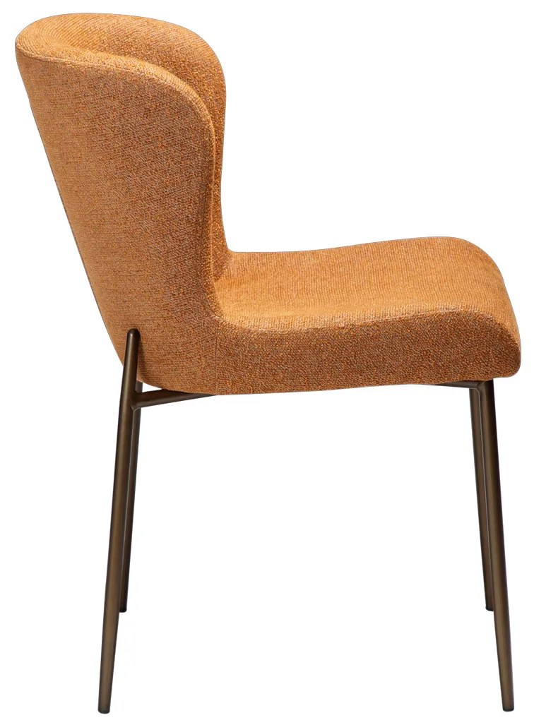 Dan-Form Glam Luxe Eetkamerstoel Boucle Pumpkin Spice Oranje En Antique Brass