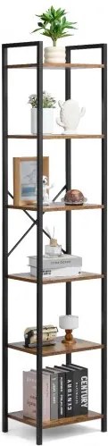 VEVOR Metalen boekenkast, 6-laags rechthoekige industriële boekenplank, rustiek opbergrek met open planken, vrijstaand displayplank-opbergrek, 30 x 40 x 187 cm