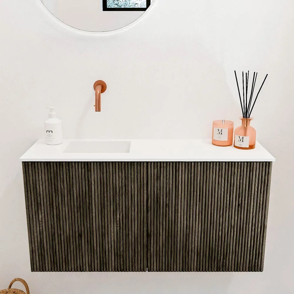 Mondiaz Joya 80cm toiletmeubel shadow met wastafel faye links zonder kraangat talc