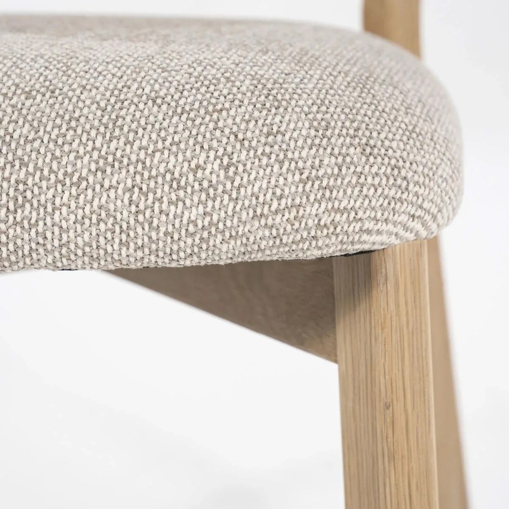 Eleonora Mikky Luxe Eetkamerstoel Eiken Taupe En Stof
