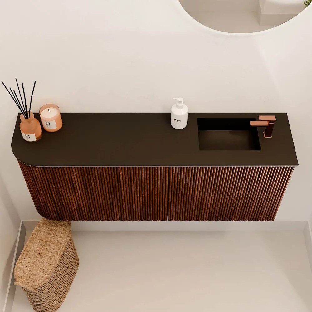 Mondiaz Joya 100cm toiletmeubel ronding links ruby met wastafel faye rechts 1 kraangat urban