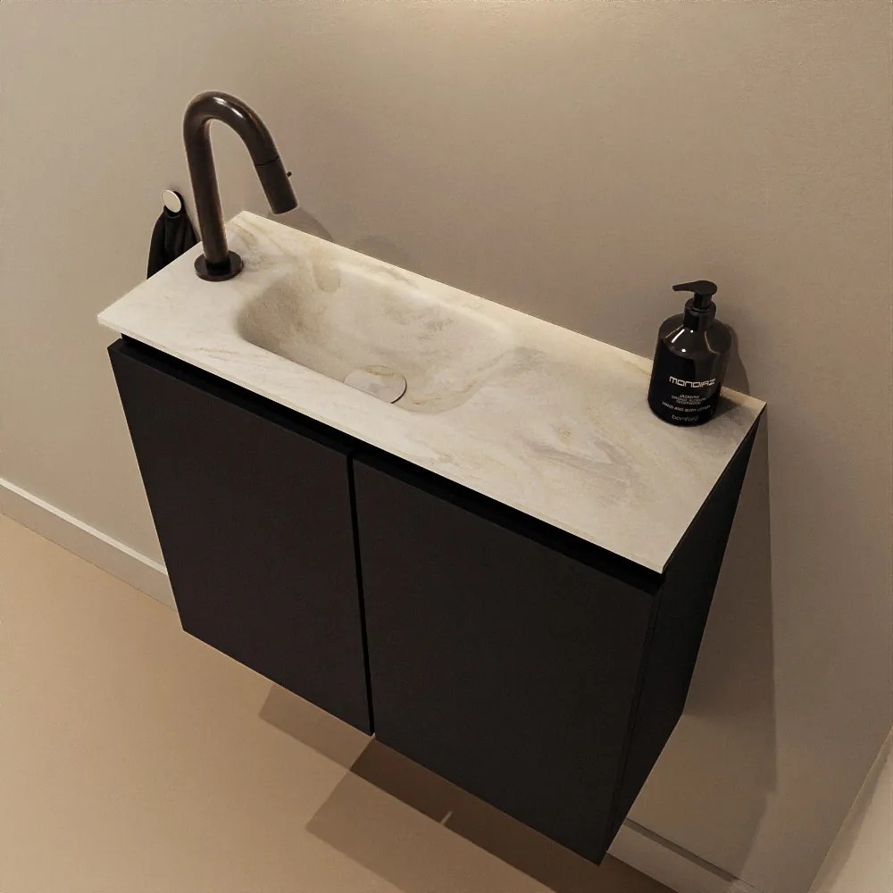 Mondiaz Ture DLux toiletmeubel 60cm urban met wastafel ostra links met kraangat