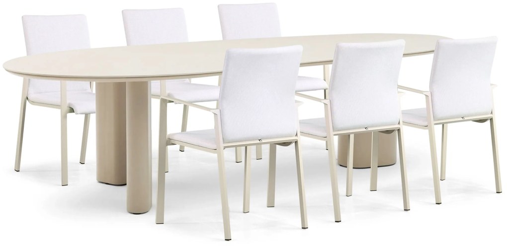 Tuinset 6 personen 240 cm Aluminium/textileen Taupe Lifestyle Garden Furniture Rome/Weave