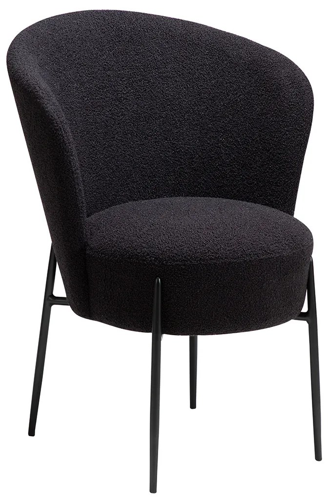 Dan-Form Orbit Eetkamerstoel Met Hoge Rugleuning Rond Boucle Zwart Shimmer