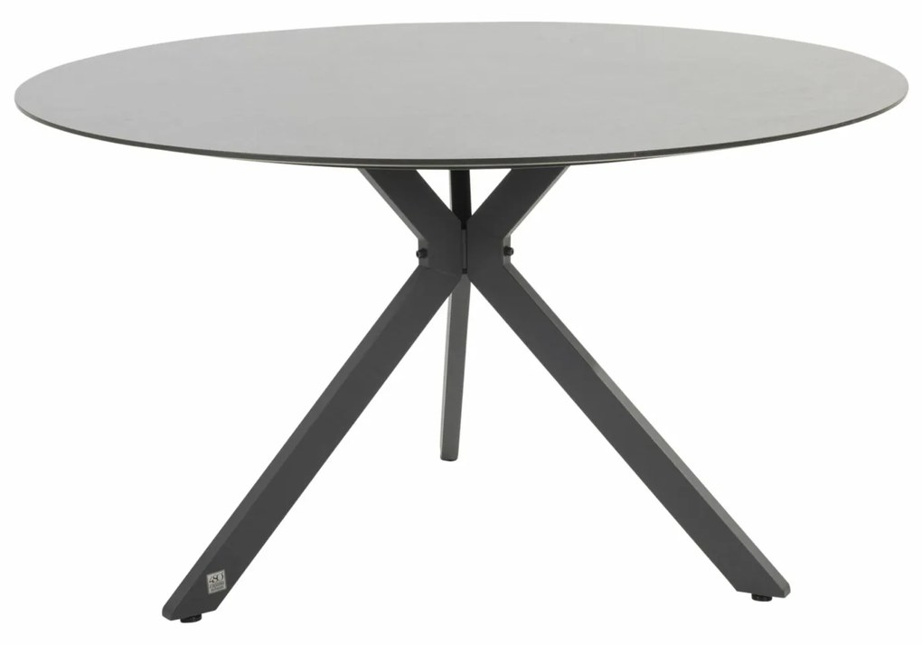 4 Seasons Outdoor Locarno tafel met HPL blad slate antraciet Ø 130 cm      antraciet weerbestendig