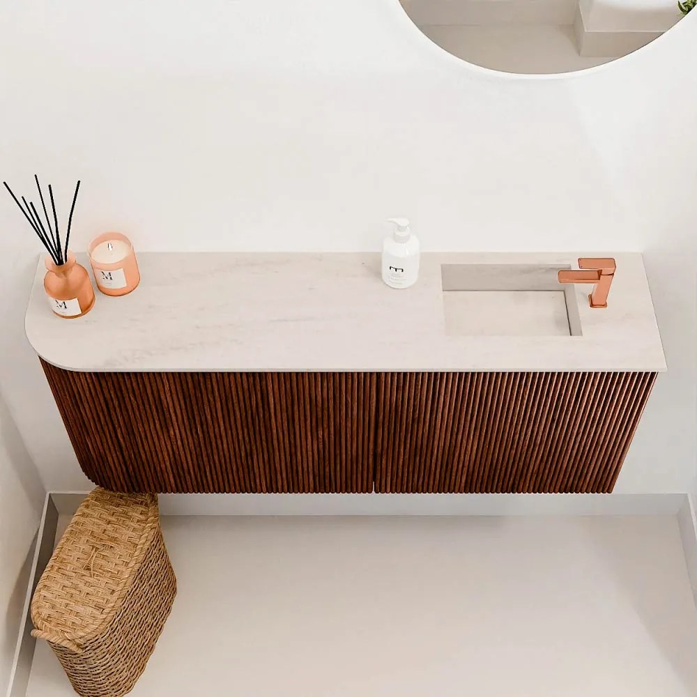 Mondiaz Joya DLux 100cm toiletmeubel ronding links ruby met wastafel faye rechts 1 kraangat meli