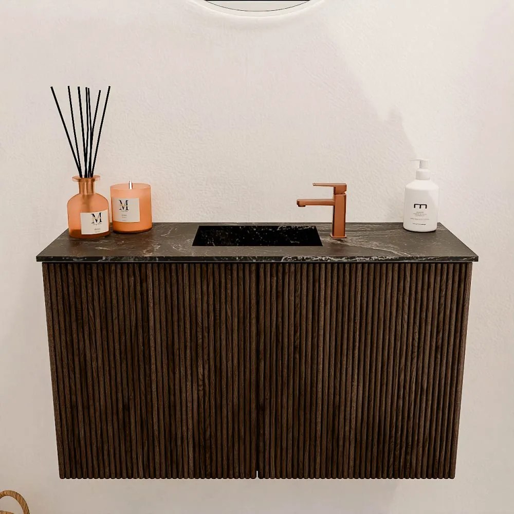 Mondiaz Joya DLux 70cm toiletmeubel walnut met wastafel faye midden 1 kraangat lava