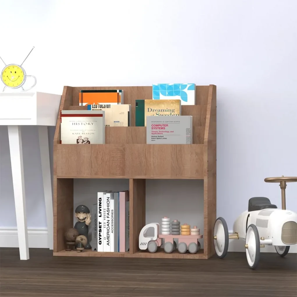 vidaXL Kindertijdschriftenrek 71x30x78,5 cm spaanplaat sonoma eiken