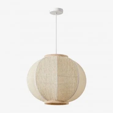 Ziyec Hanglamp Van Linnen Beige – Crème & Ø50 Cm - Sklum