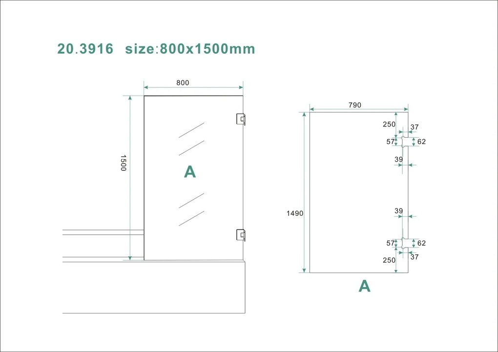 Mueller Clap draaibare profielloze badwand 80x150cm anti-kalk