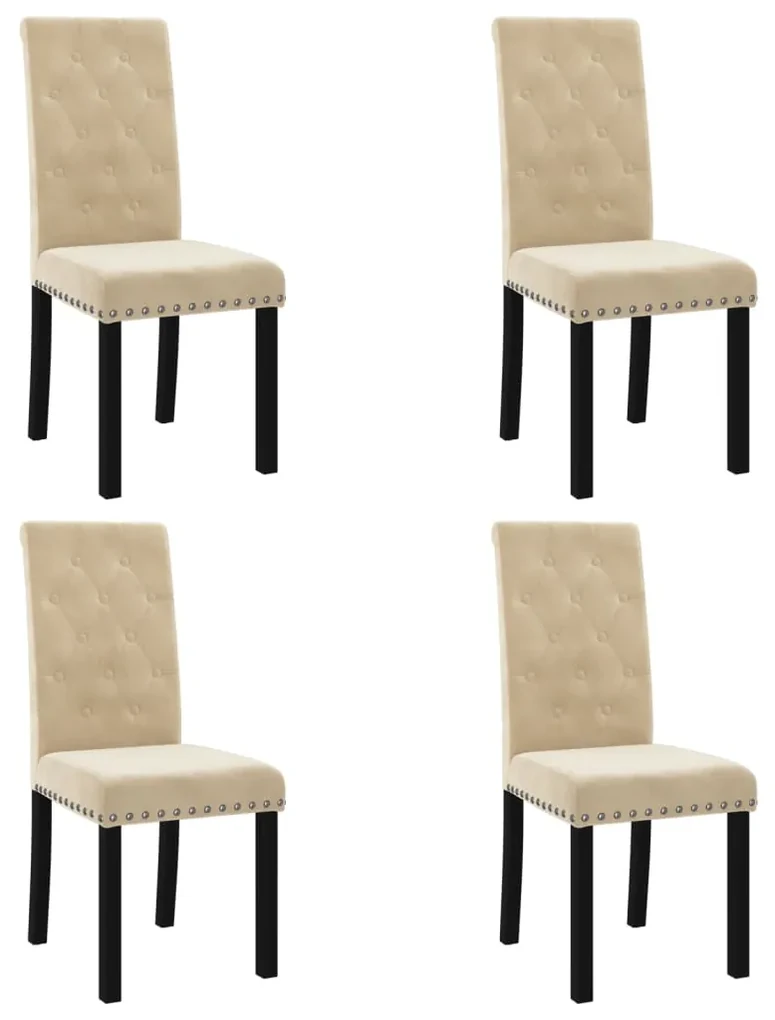 vidaXL Eetkamerstoelen 4 st fluweel crèmekleurig