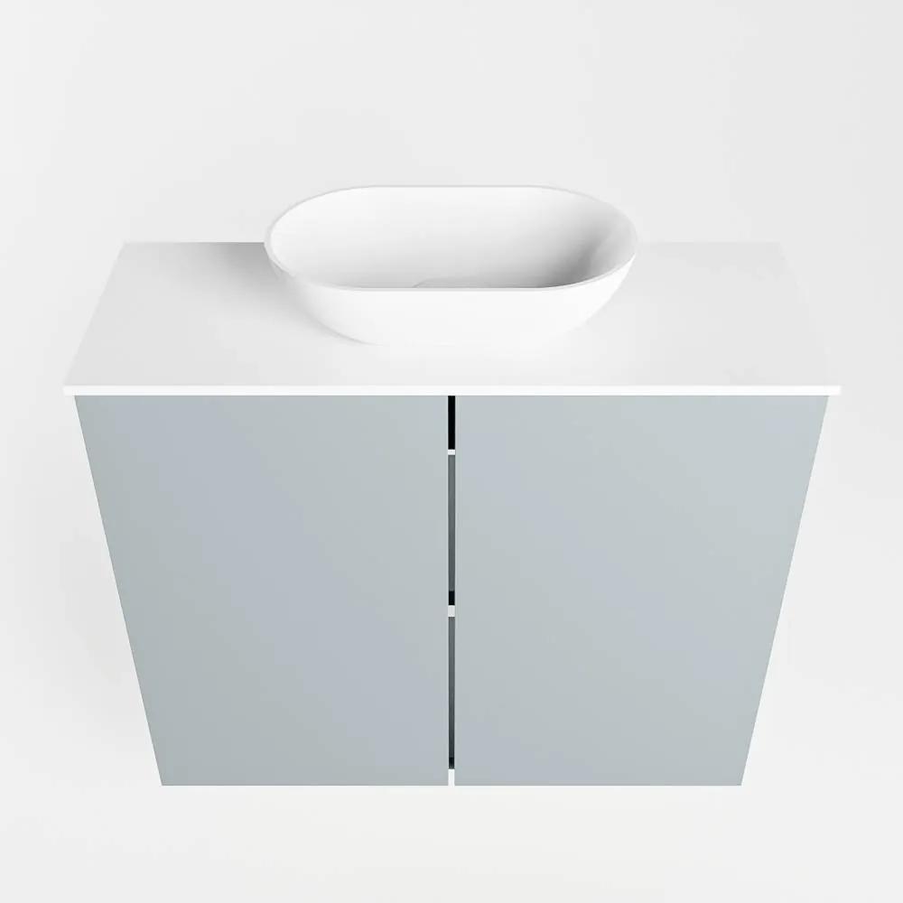 Mondiaz Fowy toiletmeubel 60cm clay met witte waskom midden zonder kraangat